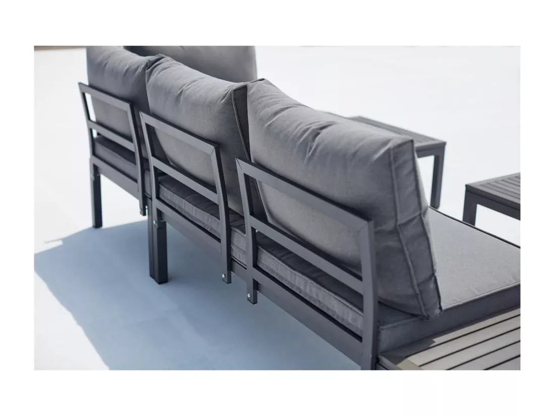 Salon de jardin aluminium et acier gris foncé LOLEA