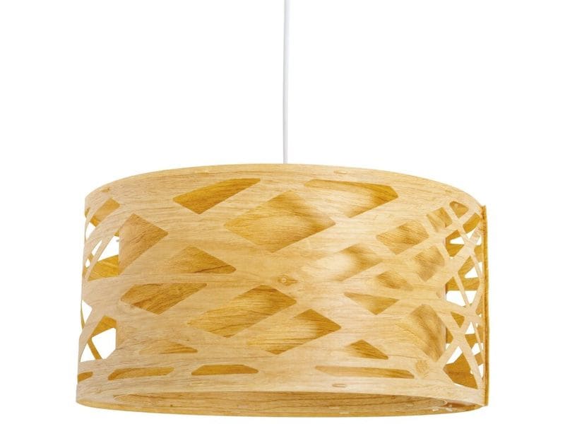 Näve Pendelleuchte «Finja» 40 cm Kunststoff-Hängeleuchte in der Farbkombination Natur/Holz