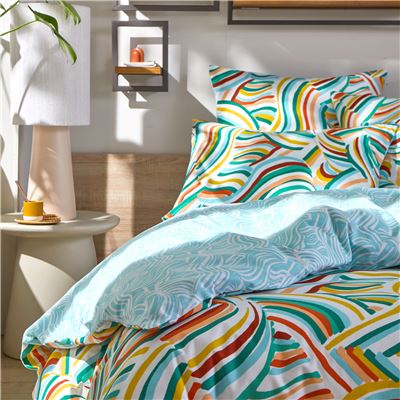 Linge de lit polycoton motif vagues - BECQUET CRÉATION