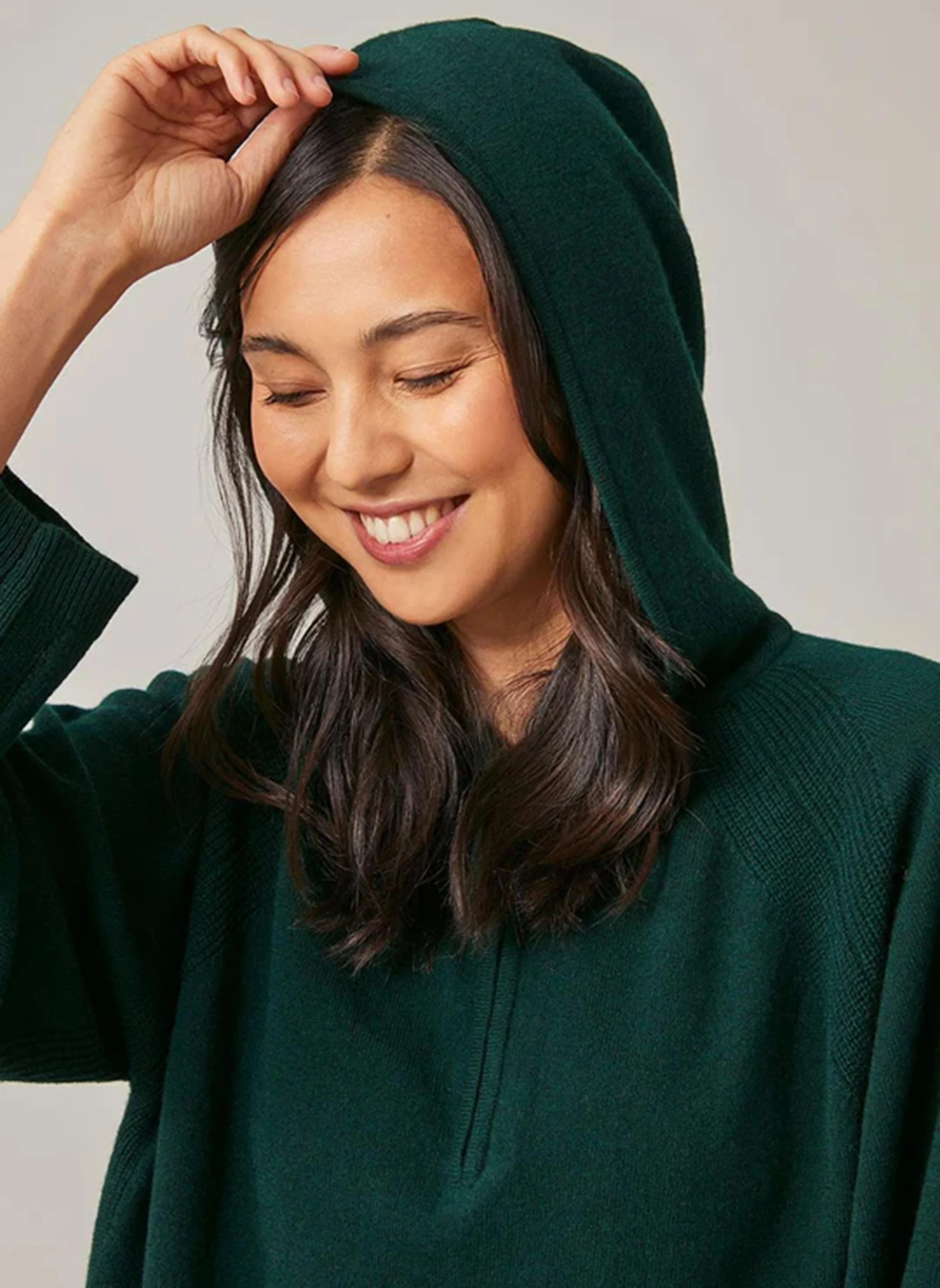 EMILE - Pull à capuche zippé en laine mérinos | Vert