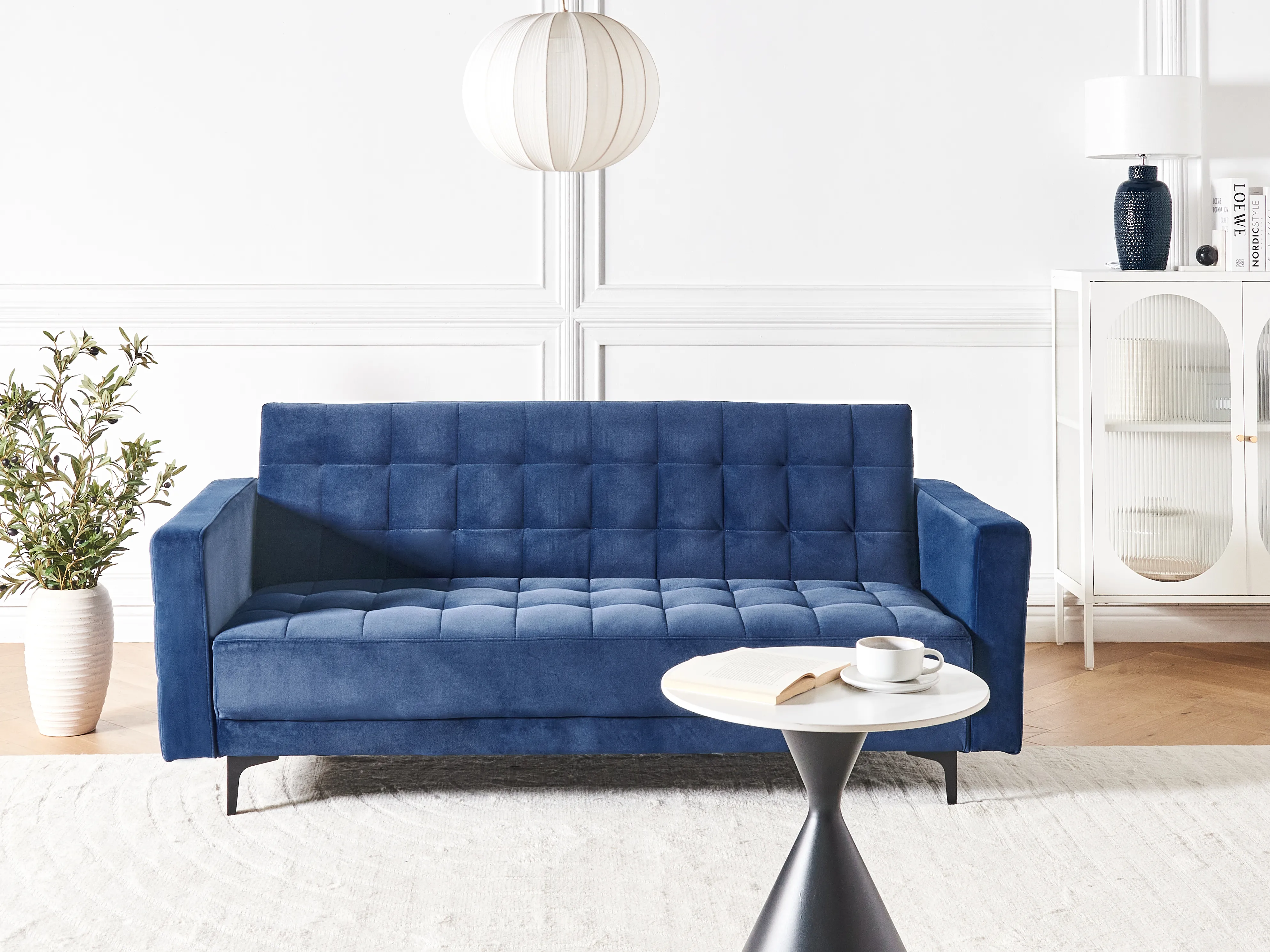 Slaapbank 3-zits ABERDEEN Fluweel Blauw