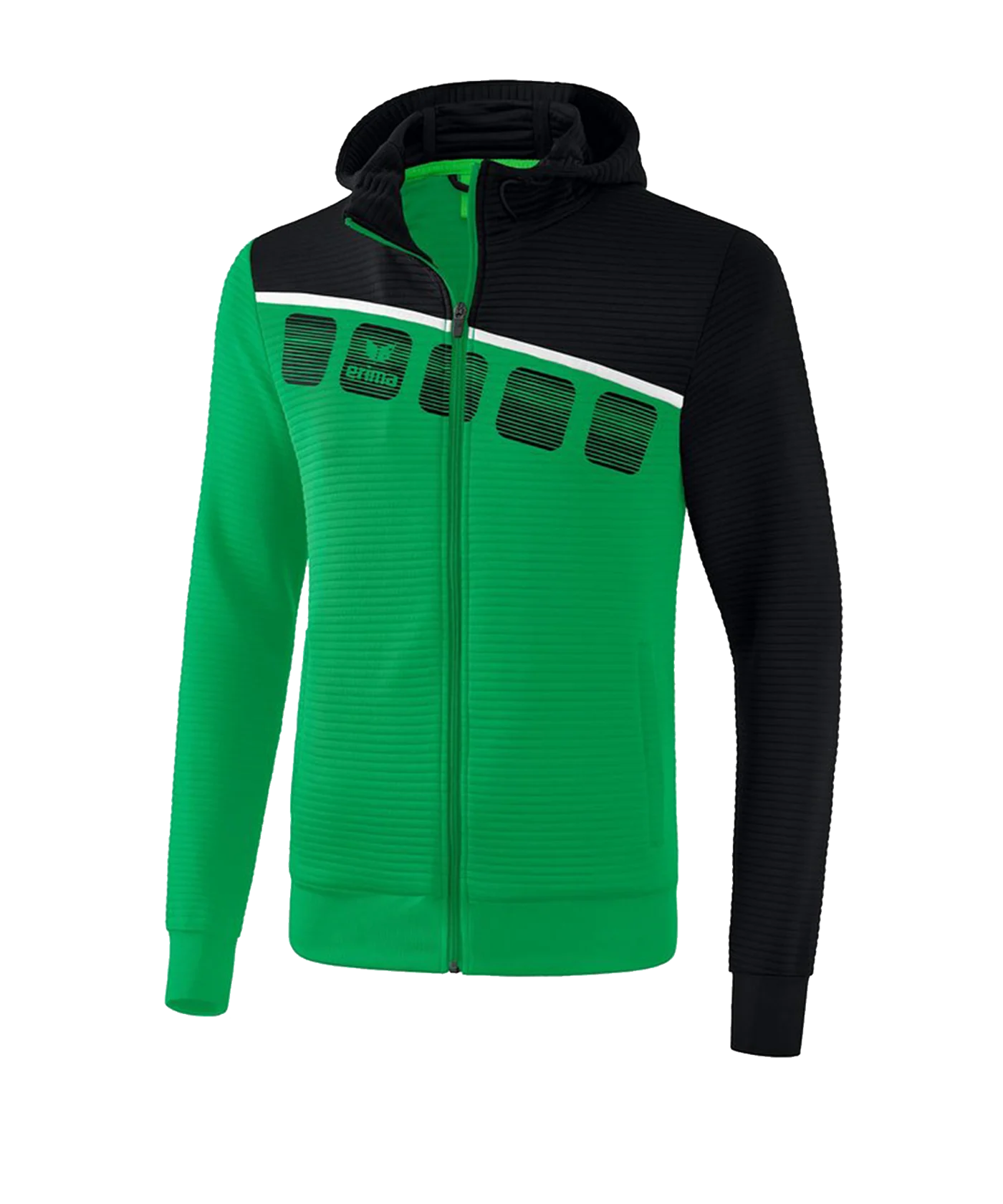 Erima 5-C Trainingsjacke Kapuze Kids Grün Schwarz