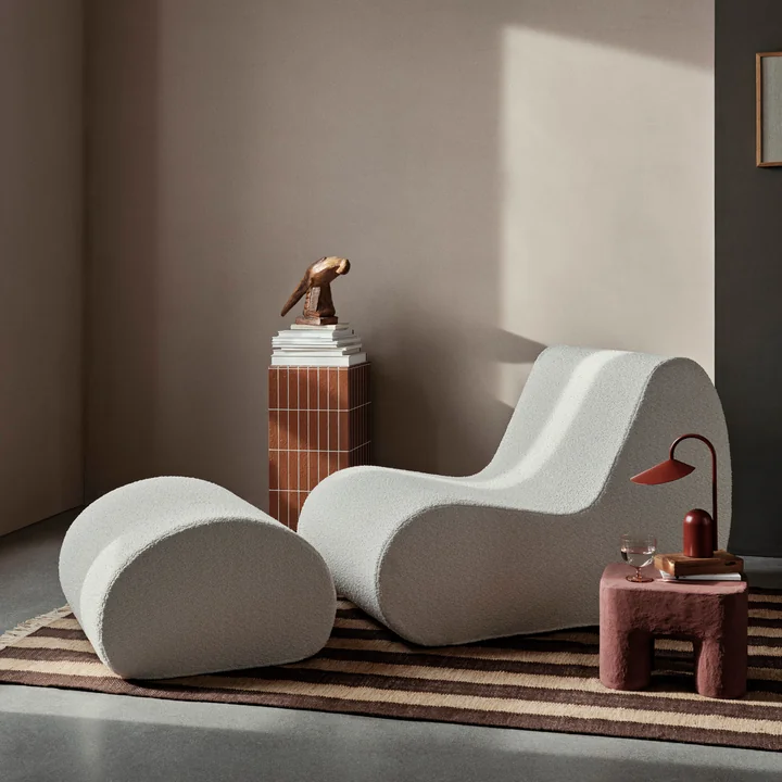 Ferm Living - Rouli Pouf, off-white (Pure Bouclé)