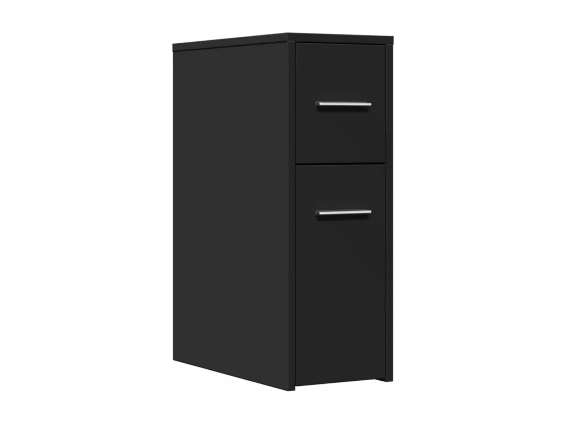 Armoire de salle de bain étroite avec roulettes noir
