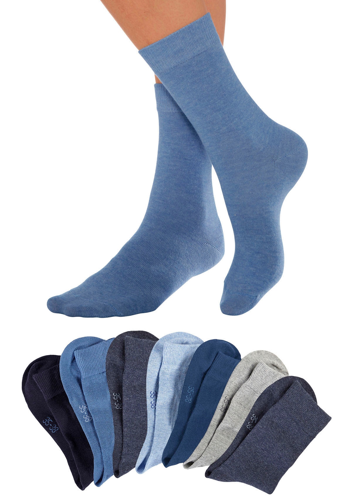 Lavana Basicsocken Packung, 7 Stk. tlg. mit druckfreiem Bündchen