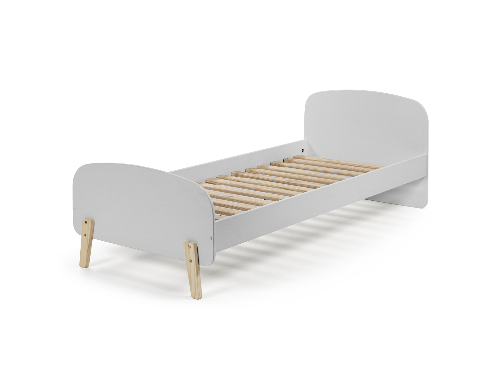 Einzelbett KIDDY - hellgrau-Kiefer massiv - 90x200 cm