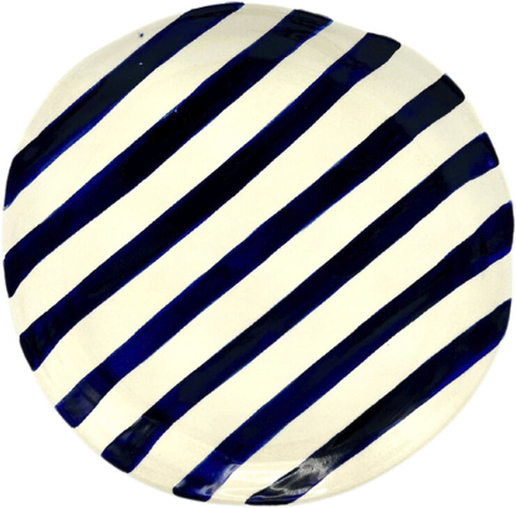 Familianna Stripe Side Plate Organic Royal blue stripes