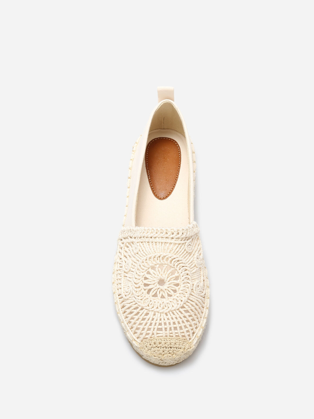 Espadrilles en tissu et crochet- Beige