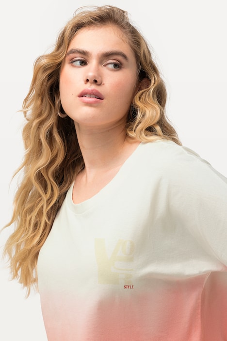 T-Shirt, Bubble-Jersey, Batikstreifen, Rundhals, Halbarm