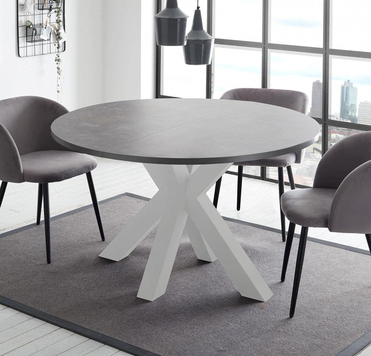 Esstisch weiss matt keramik dunkel 110x78 cm Big System Rund Stern 110 Auszug