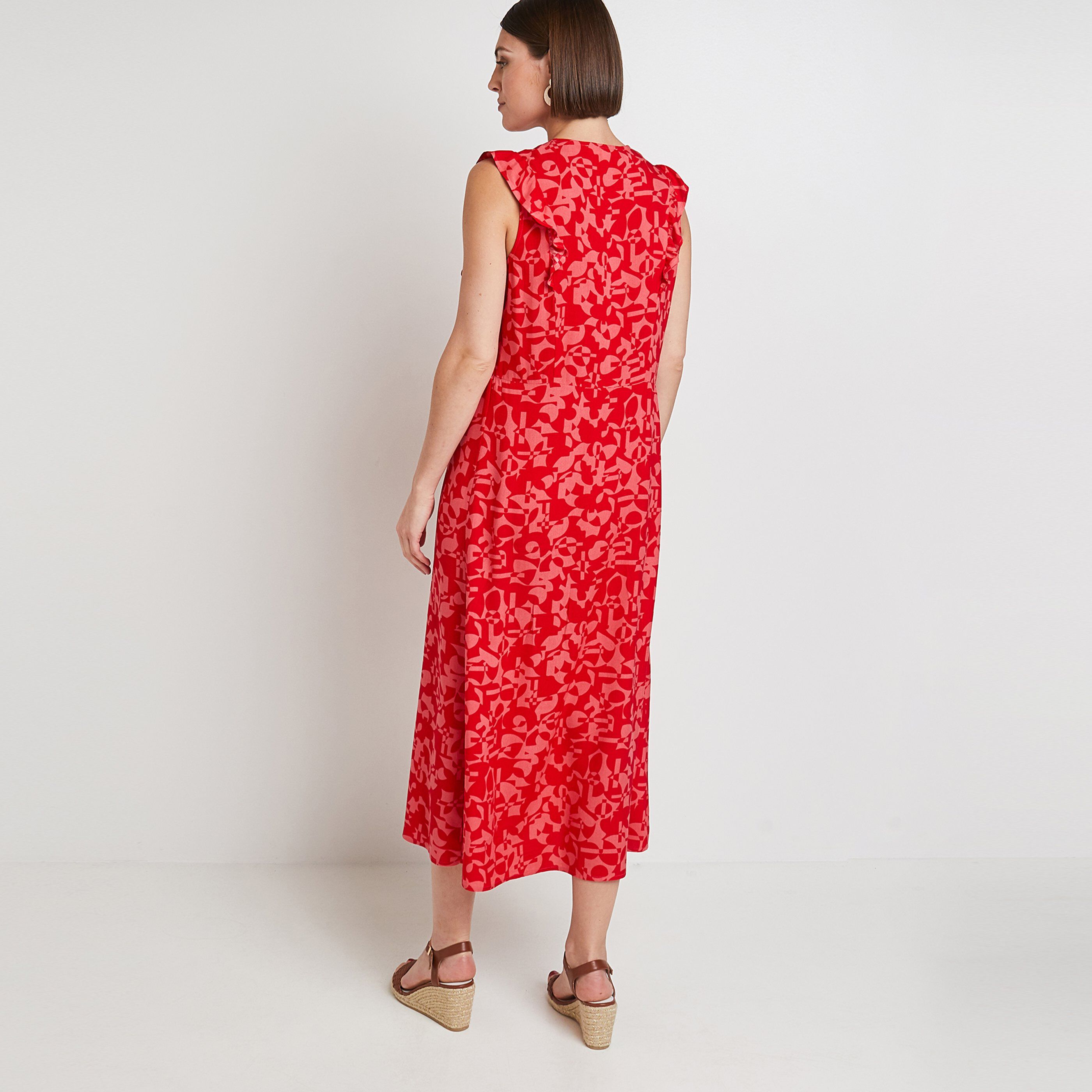 Robe longue imprimée femme - ROUGE