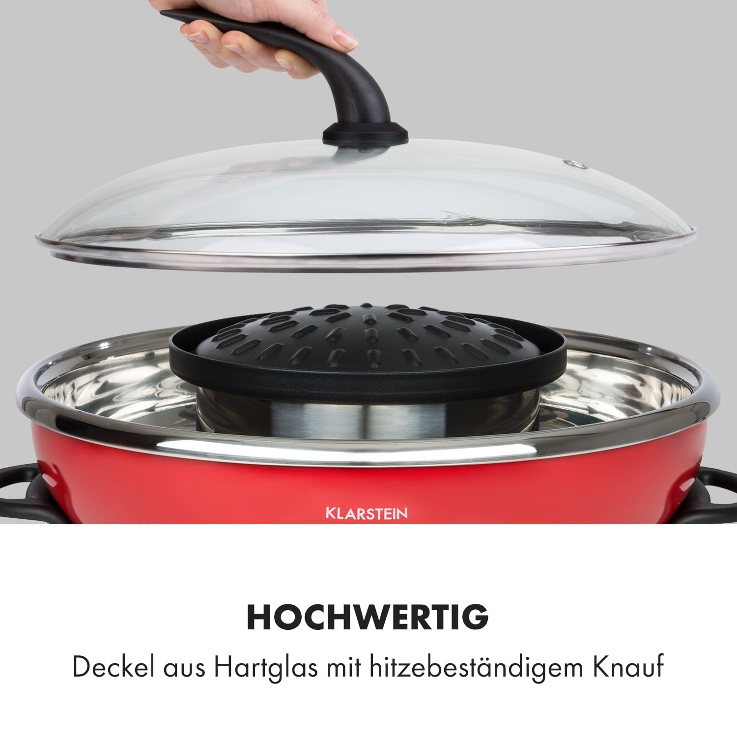 Szechuan Hot Pot und Grillplatte 5l Vol. 1350 W, 600 W rot
