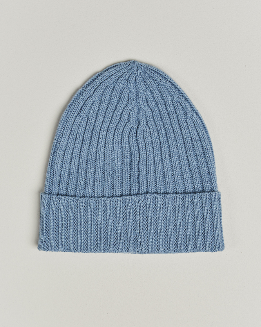 Piacenza Cashmere Ribbed Cashmere Beanie Sky Blue