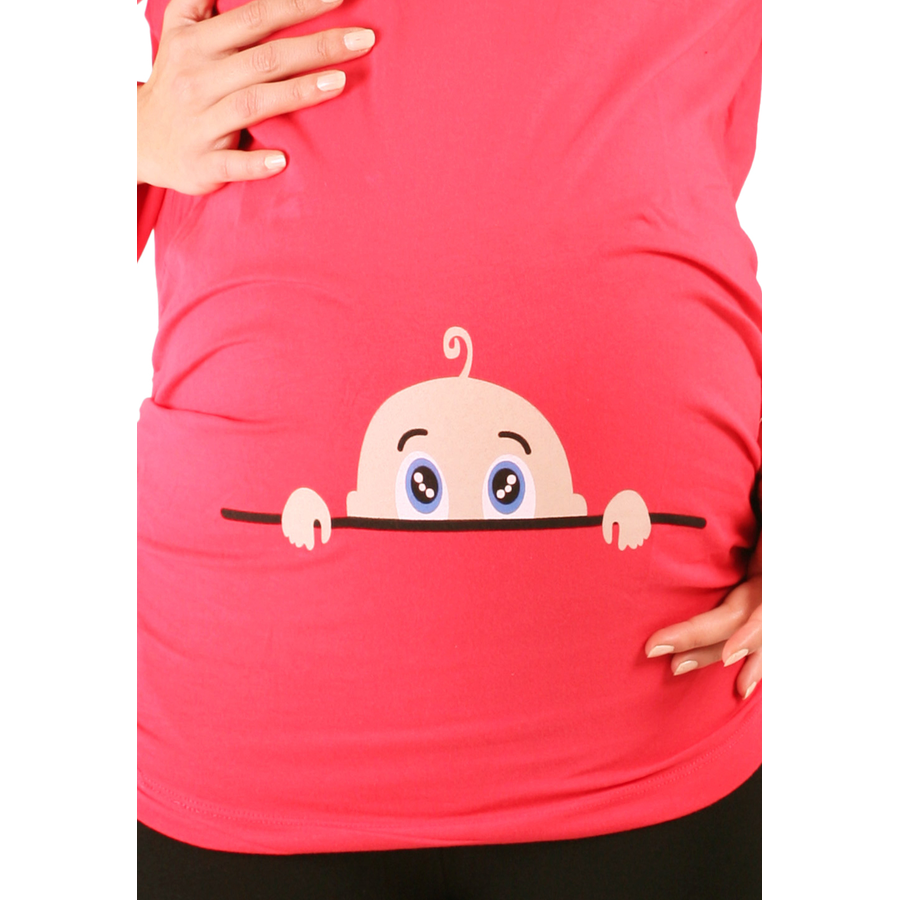 M.M.C. Umstandslangarmshirt Neugieriges Baby mit Motiv Koralle