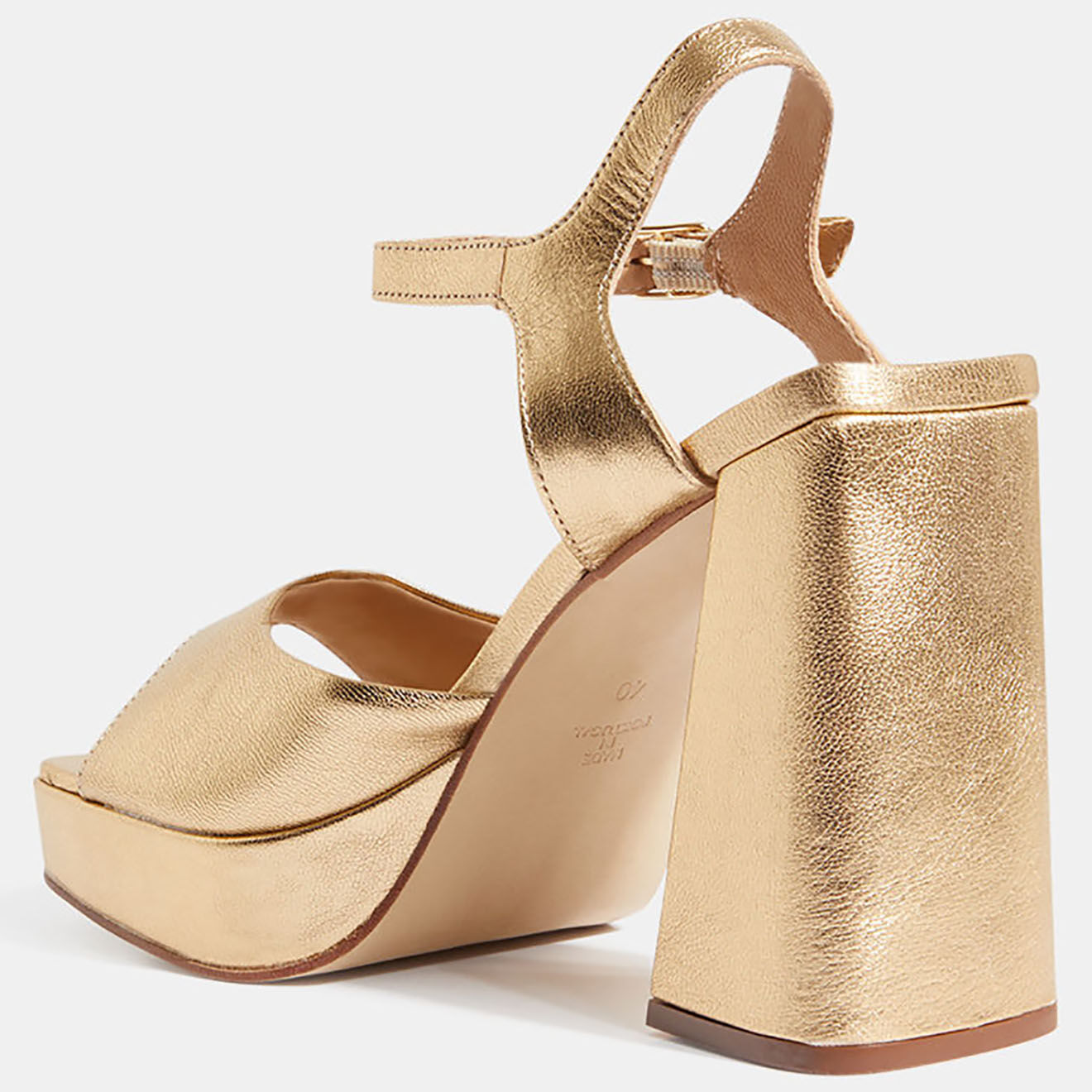 Galeries Lafayette Sandales en Cuir dorées - Talon 10.5 cm