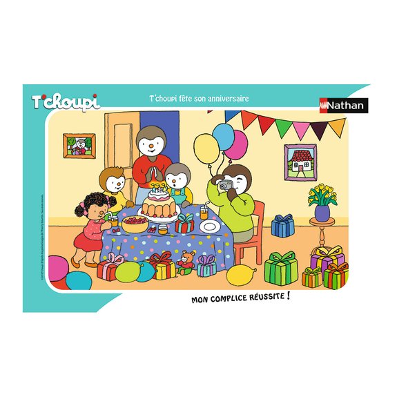 Puzzle-cadre 15 pièces Nathan - T'choupi fête son anniversaire