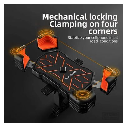 Rockbros Support vélo fixation guidon pour téléphone de 4 5 à 7 2 pouces - gris