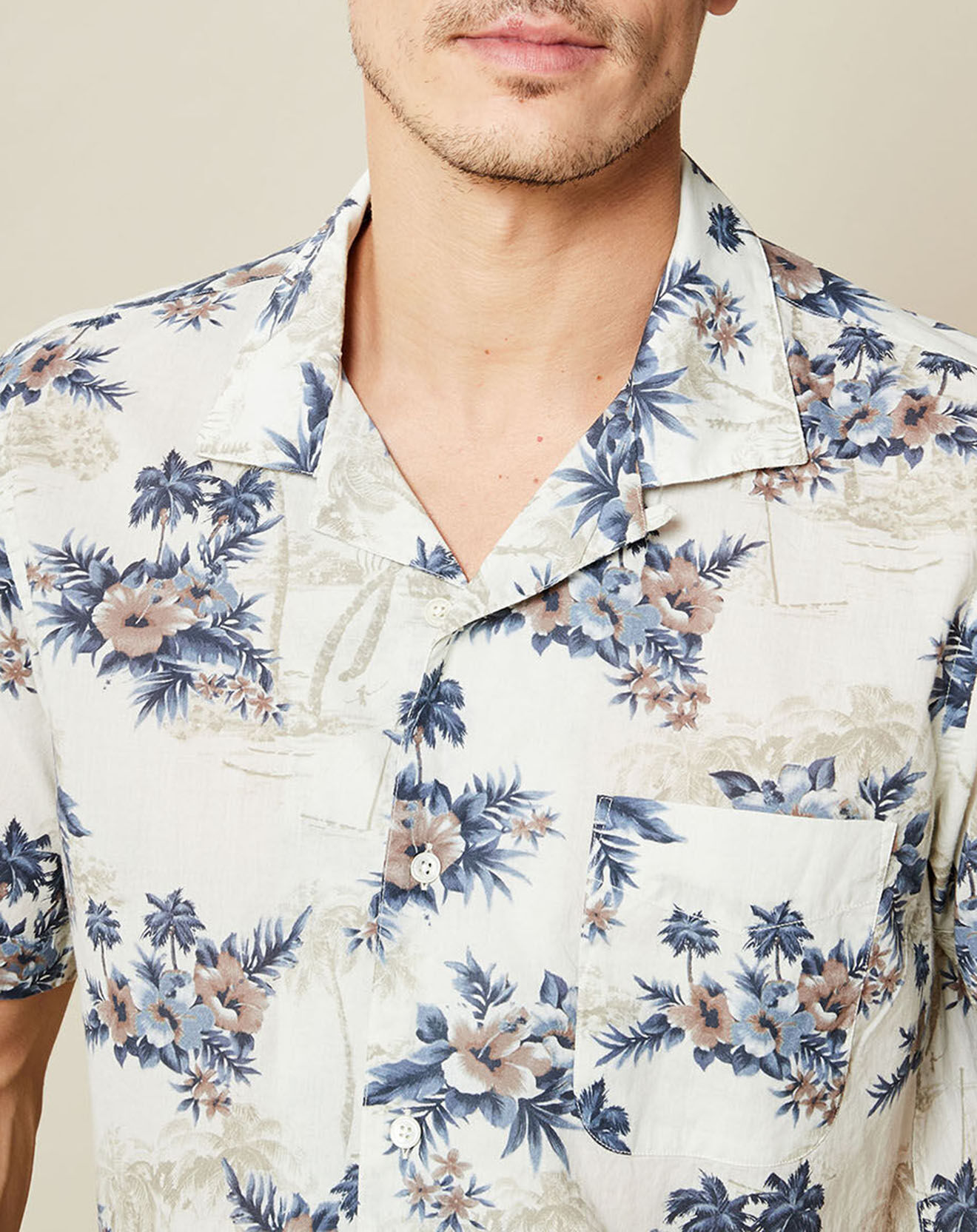 Hartford Chemise slim Slam à fleurs écru/bleu/rouge