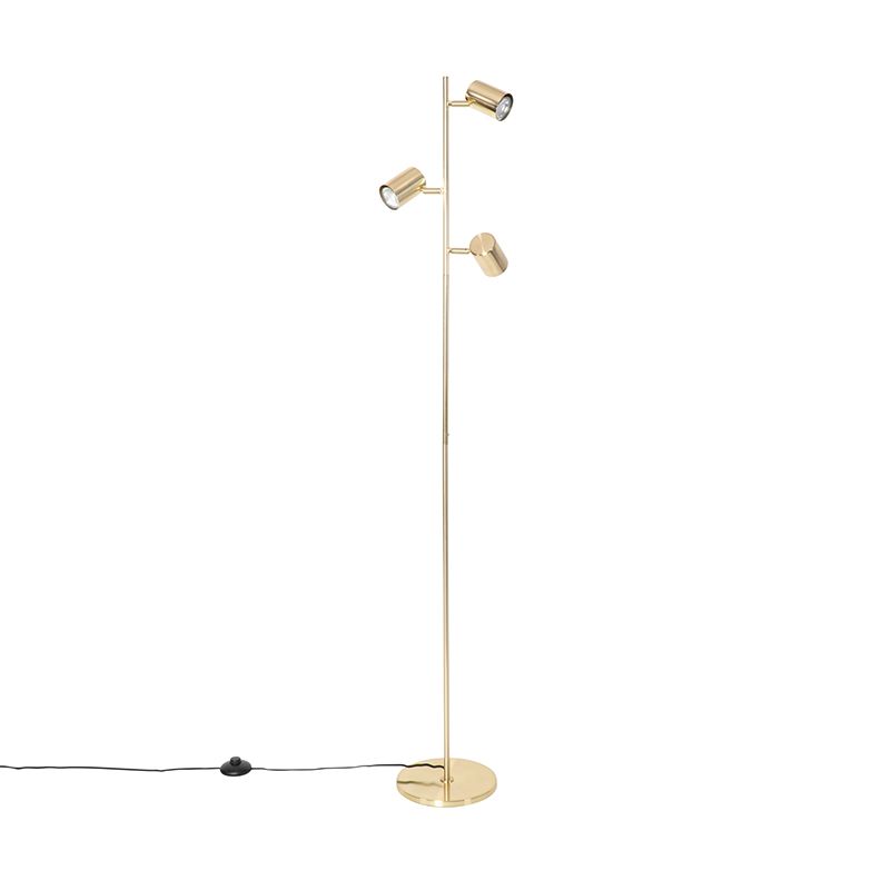 Moderne vloerlamp messing 3-lichts - Jeana