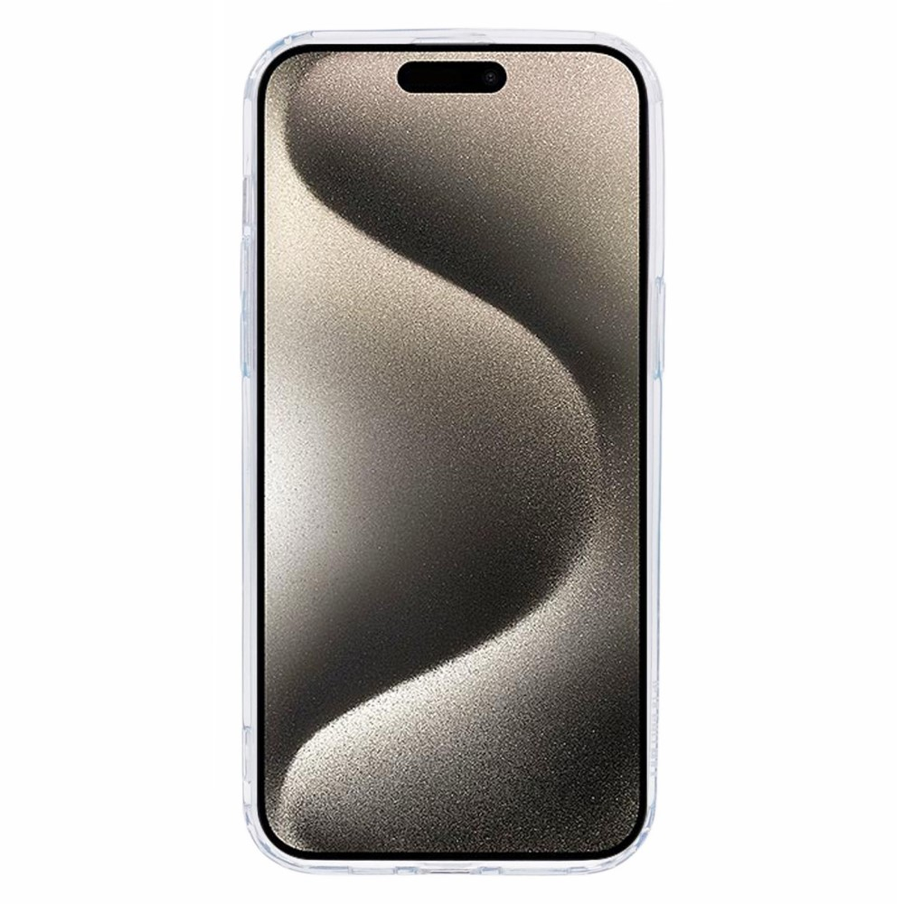 iPhone 15 Pro Max MagSafe Hülle mit Acryl Rückseite und Farbverlauf im Glitzer Design - Blau