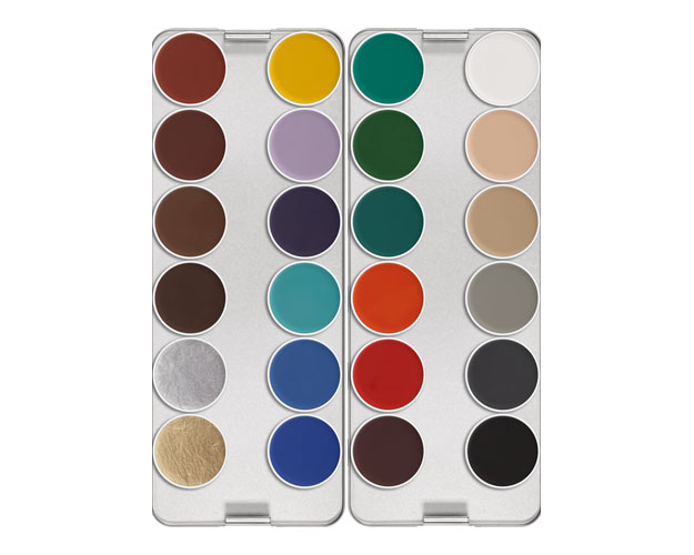 Kryolan - Aquacolor Palette, 24 Farben