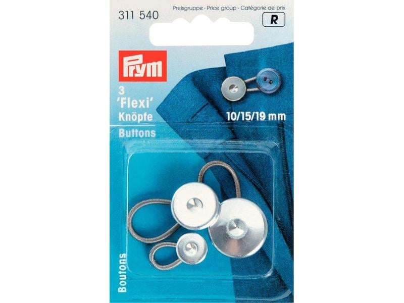 Prym Knopf mit Schlaufe Silber Flexi-Knöpfe für Kragen- oder Bundweite