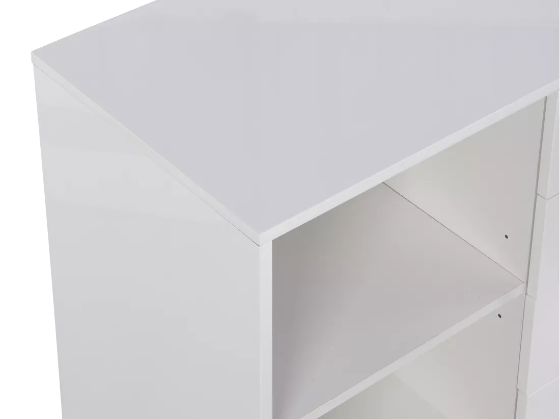 Bureau extensible avec plateau pivotant 360° - MDF - Blanc laqué - PAVELO