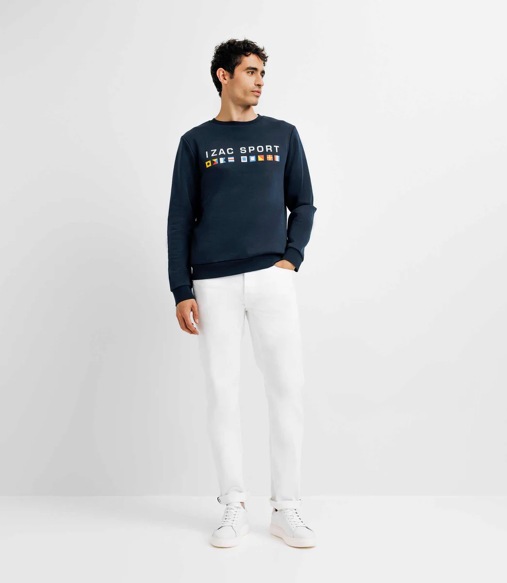 Pull sweat avec drapeaux marine