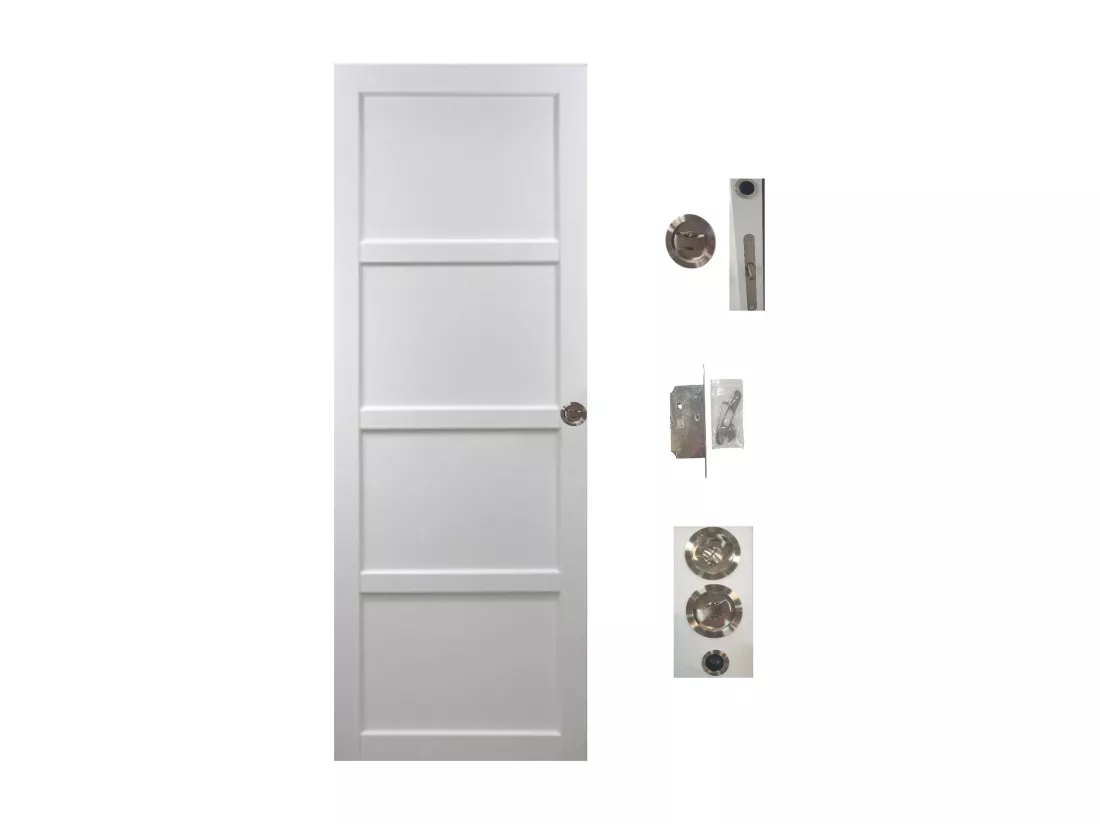 Porte Coulissante Tamera Blanc 4 Panneaux H204 X L73 + Systeme De Galandage Et Kit Finition Inclus Gd Menuiseries