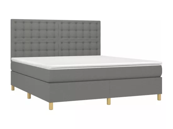 Sommier tapissier et matelas et LED Gris foncé 180x200 cm Tissu
