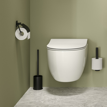Tiger toiletrolhouder Colar met klep zwart