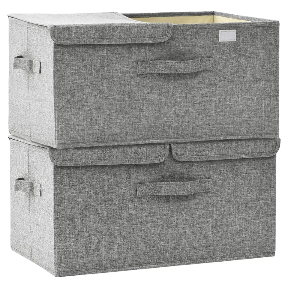 vidaXL - Opbergbox Opbergboxen - Grijs - Stof - 2 stuks