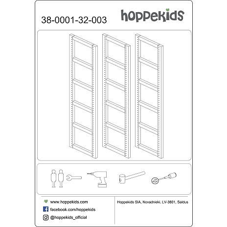 Hoppekids Storey reol med hylder, seng 90x200 cm og skriveplade