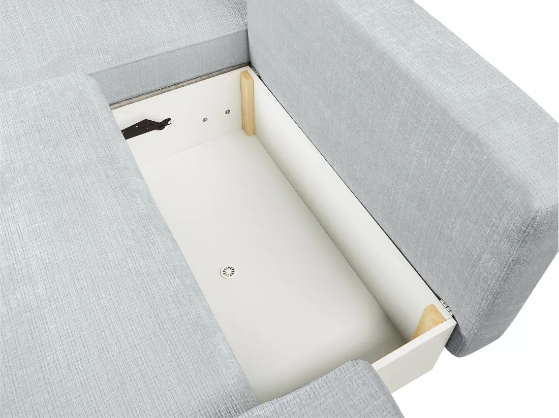Canapé d'angle gauche convertible en tissu texturé gris VESATO