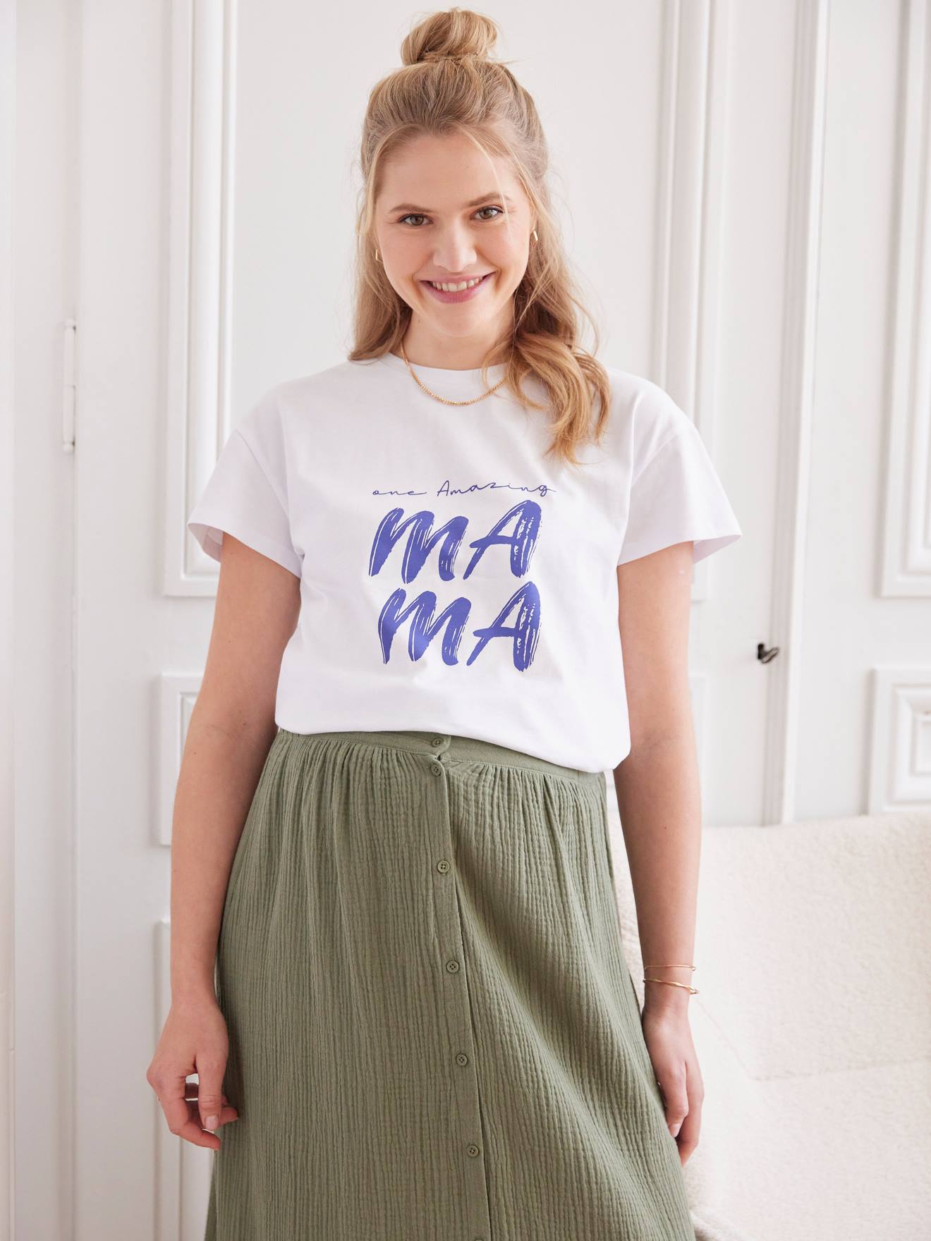 Camiseta de maternidade com mensagem autêntica