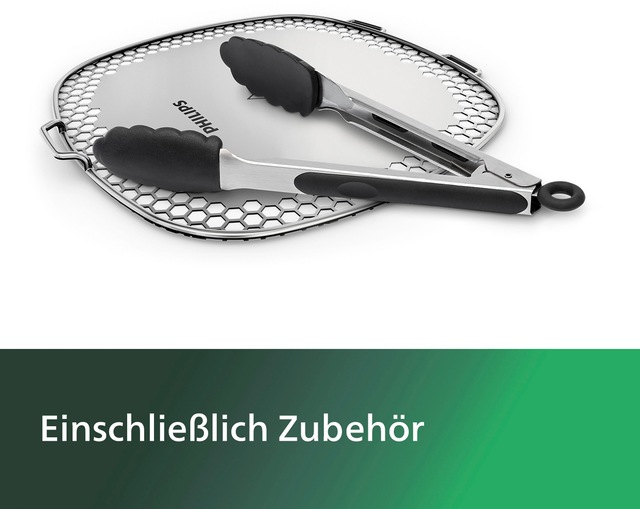 Philips Grillpfanneneinsatz »HD9954/01 Snack Profi-Kit« Edelstahl | Silikon 3 Stk. tlg. Snackdeckel+ Zange für Airfryer XXL HD96XX, HD97XX, HD98XX