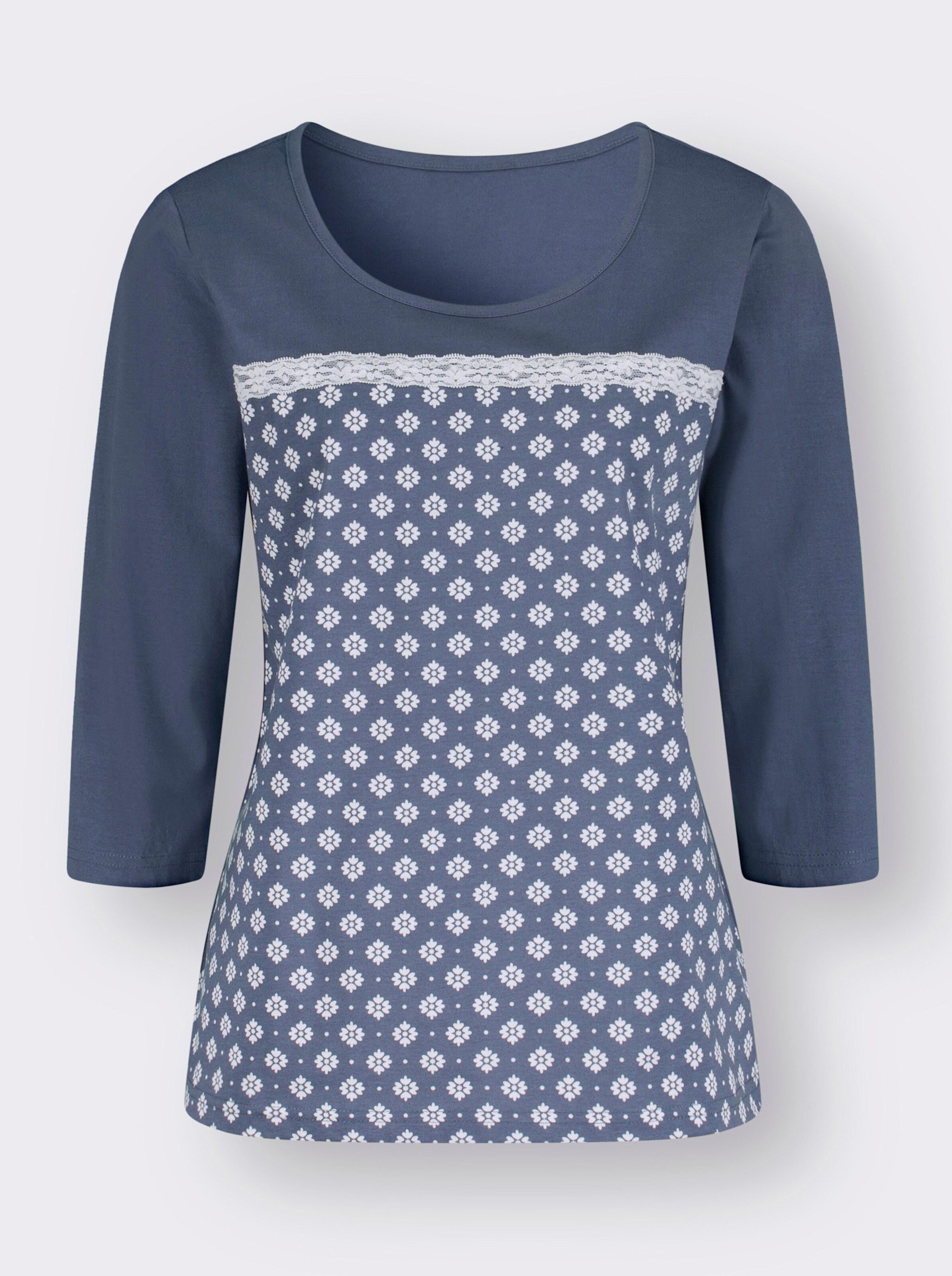 34-Arm-Shirt mit Minimalmuster