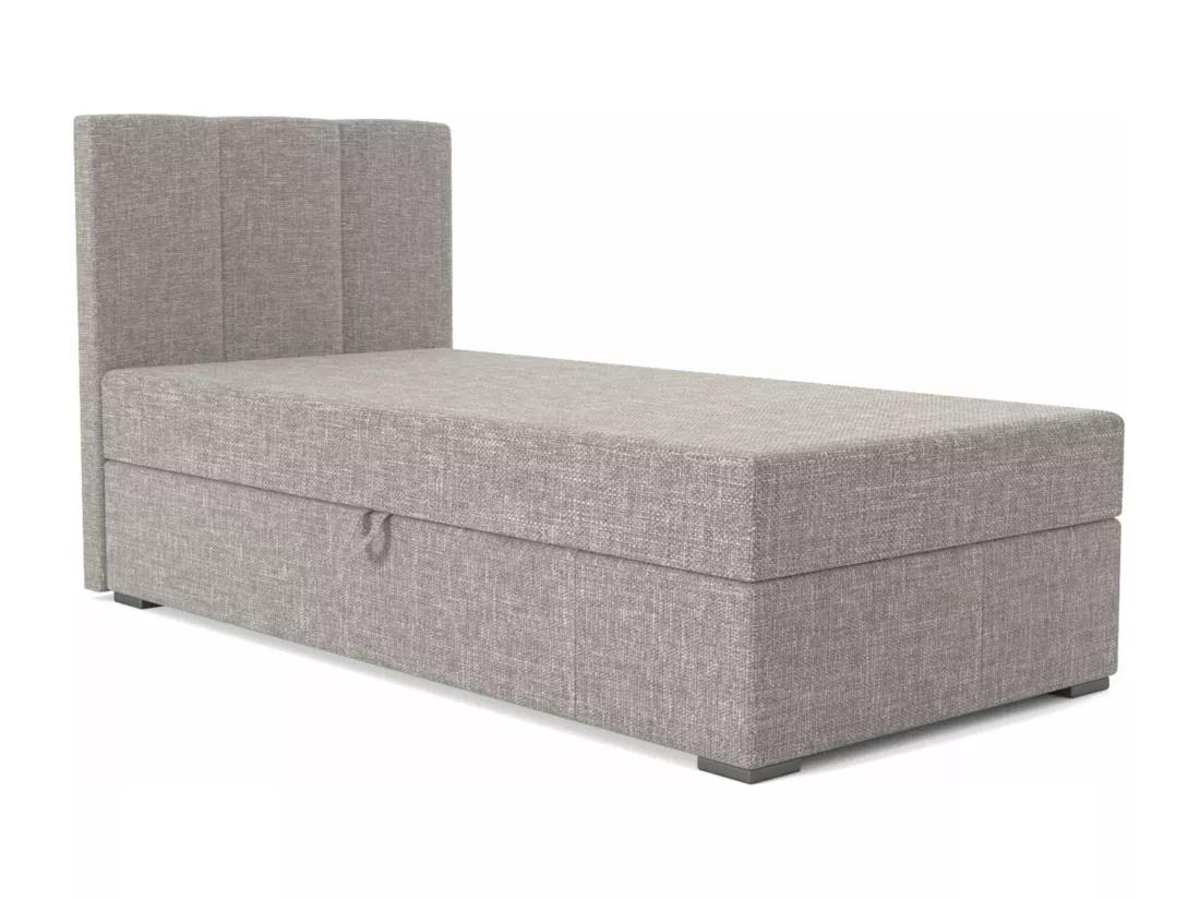 LIT BOXSPRING avec coffre de rangement Monaco Mini Basic côté gauche, 90x200 cm, Lux 05 (Gris clair)
