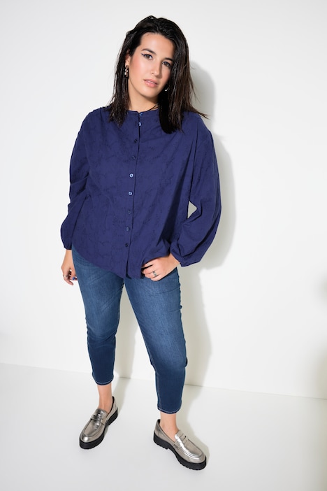 Bluse, oversized, Struktur-Qualität, Ballon-Langarm
