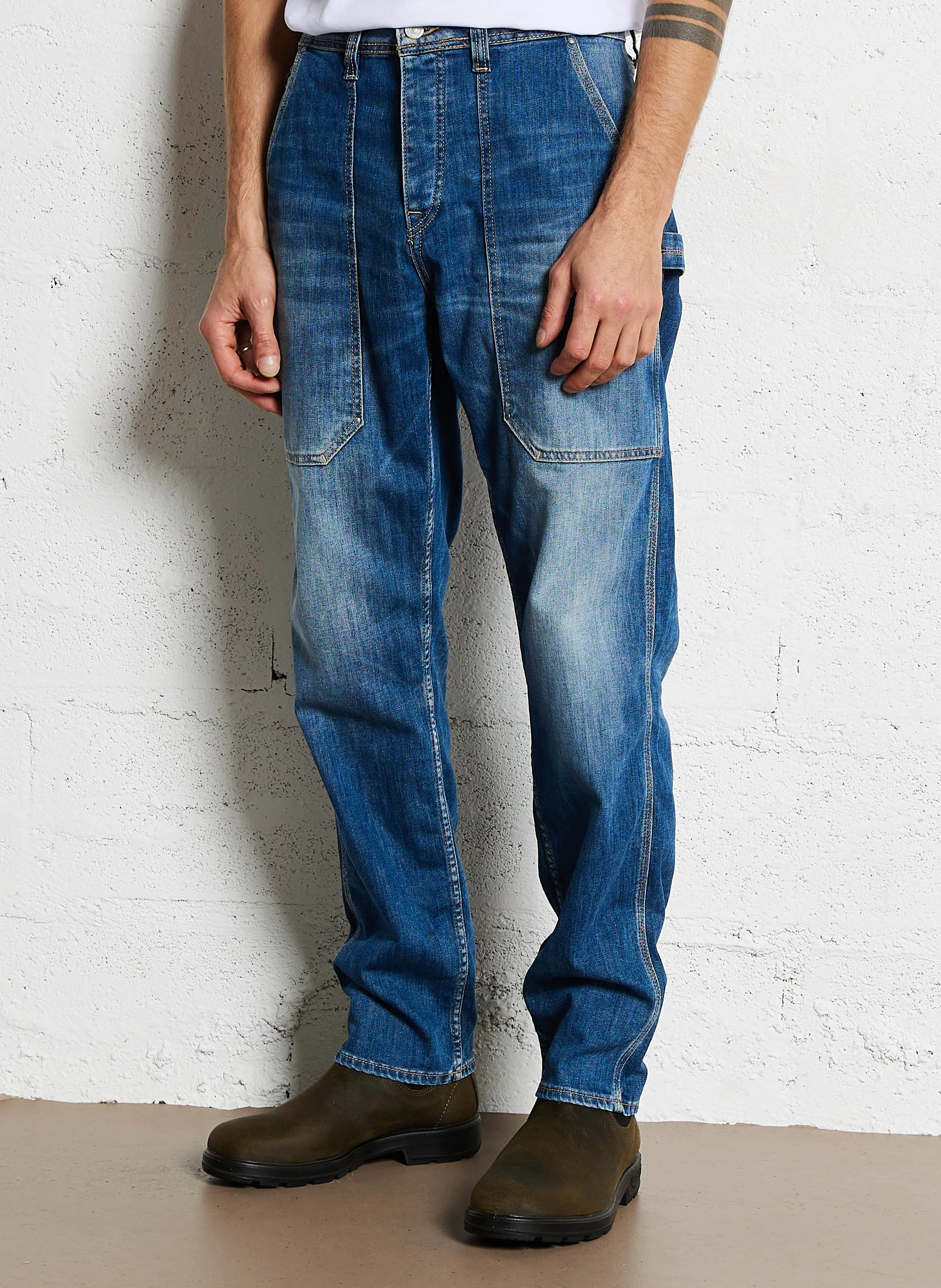 WORK - Jean droit en coton mélangé | Bleu