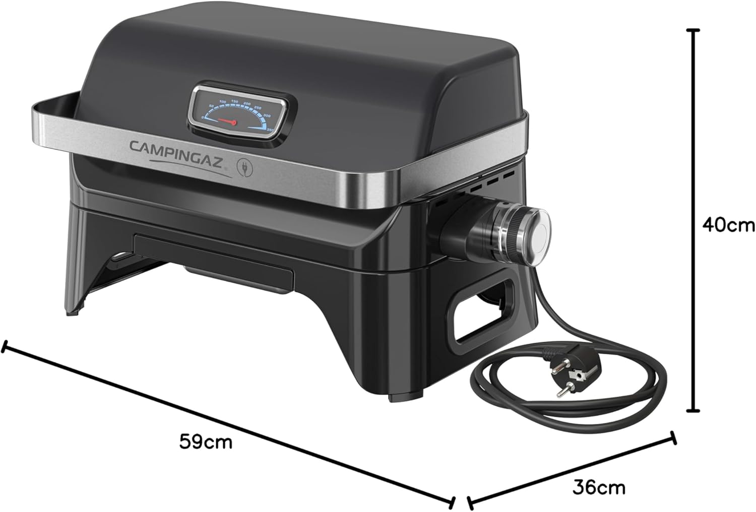 Campingaz Attitude2go Barbecue de table électrique | Barbecue électrique d'intérieur & d'extérieur, portable | 2200 W | Grille de cuisson en fonte | 4 personnes | Pour balcon & camping