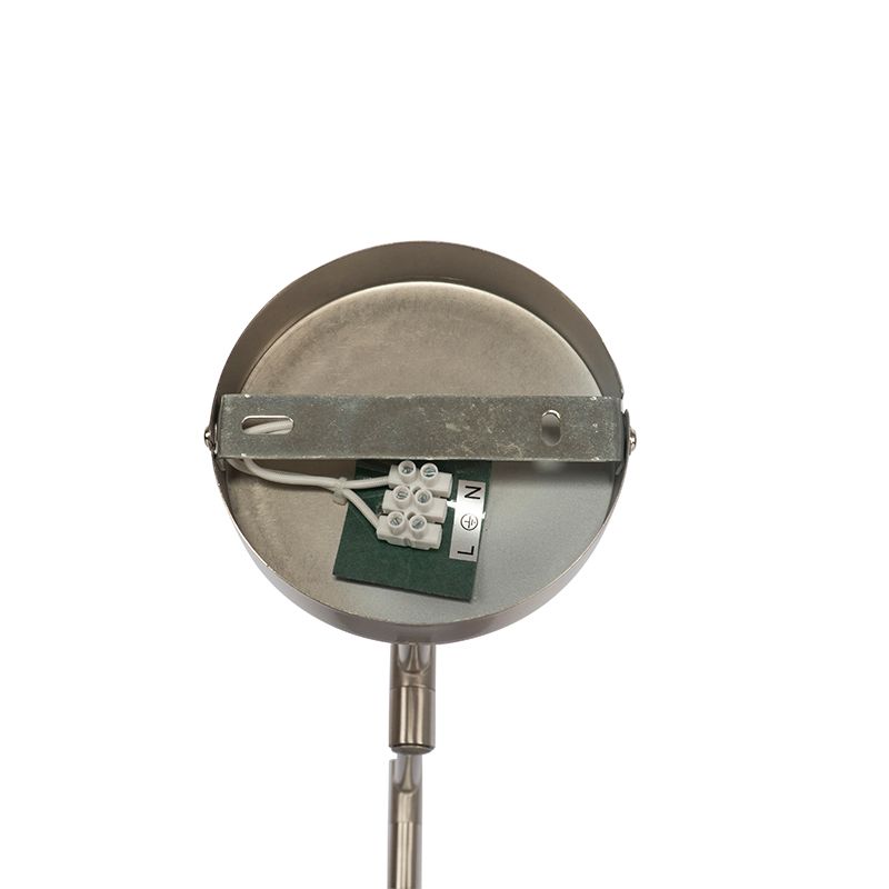 Wandlamp staal met witte kap en verstelbare arm - Ladas Deluxe