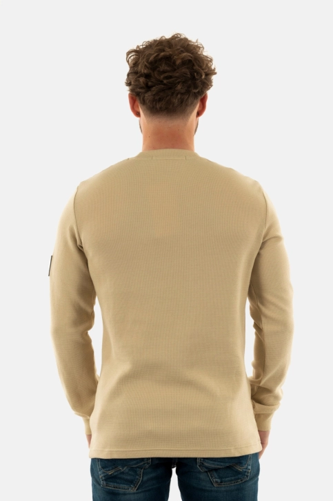 Tee shirt manches longues calvin klein jeans waffle rae pale khaki