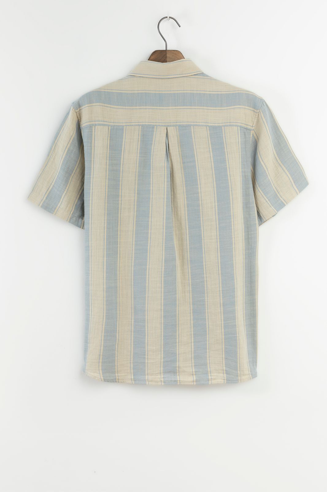 Blauw gestreept overhemd met korte mouwen