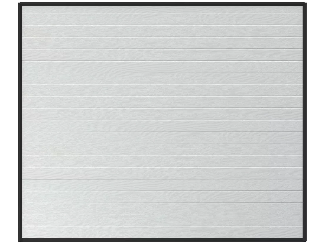 Porte de garage sectionnelle effet rainuré blanc avec moteur Somfy L254 x H218 cm - NORIA