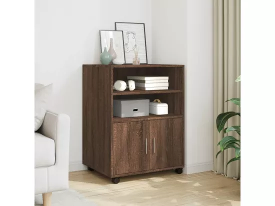Armoire à roulettes chêne marron 60x48x81 cm bois d'ingénierie