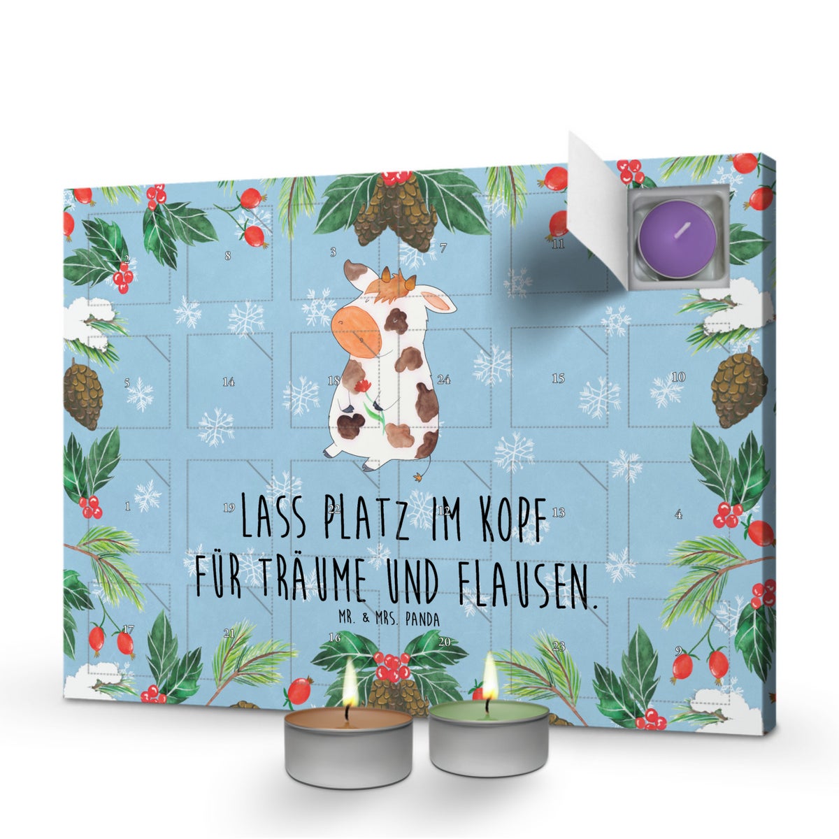 Mr. & Mrs. Panda Geurkaars Adventskalender Koe - Pastelblauw