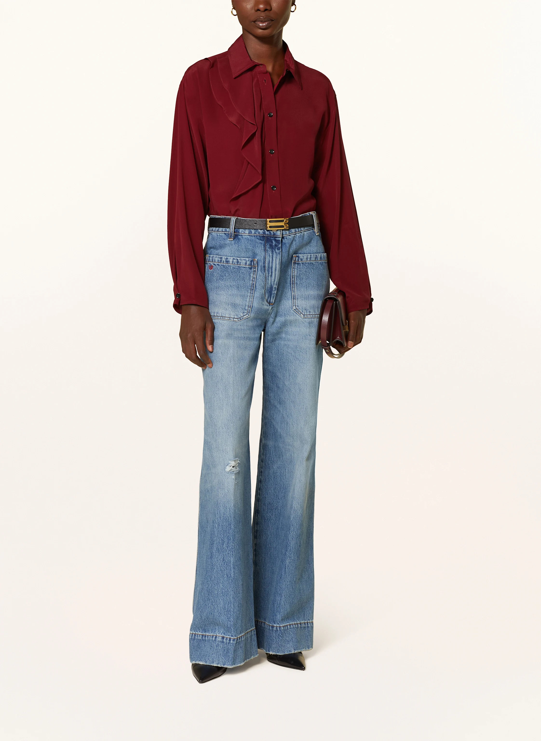 VICTORIA BECKHAM Hemdbluse aus Seide mit Volants