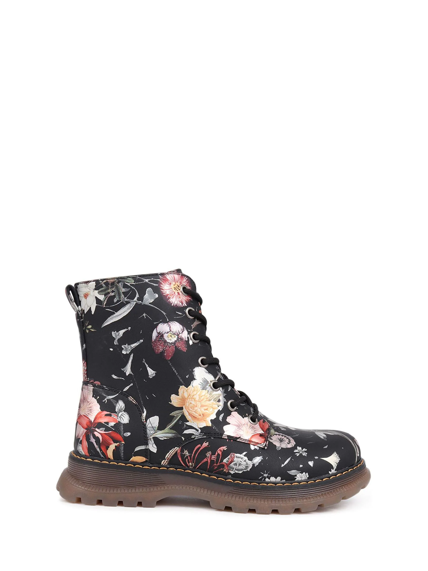 Zwart - Pavers Lace Up Floral Boots