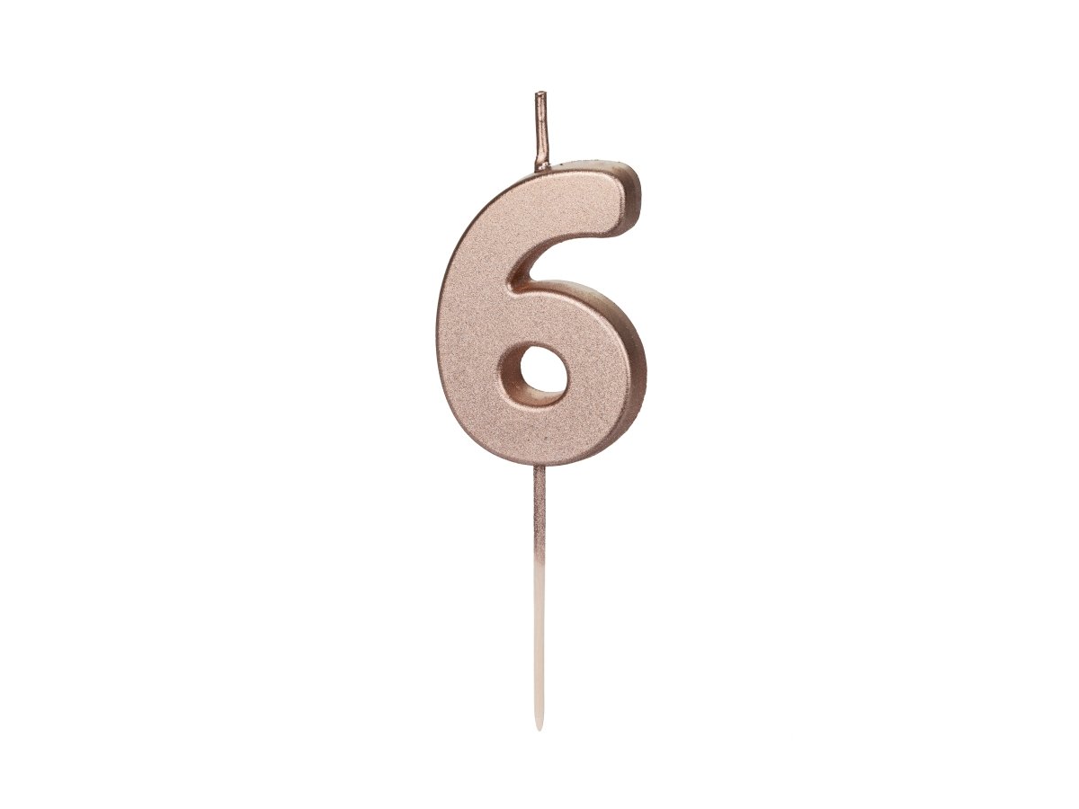 6 Jaar Kaars Rose Goud 9cm
